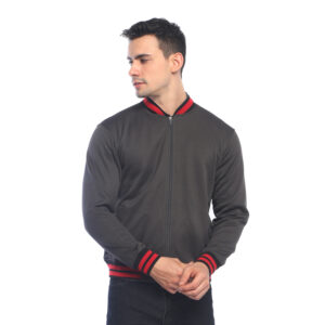 d&f Jaket Bomber Pria Contrast Collar - Abu Tua