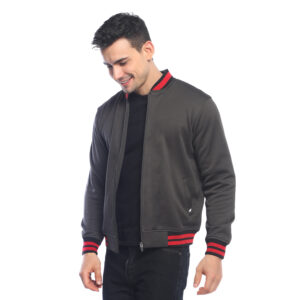 d&f Jaket Bomber Pria Contrast Collar - Abu Tua