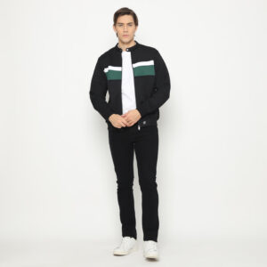 d&f Jaket CVC Hitam Cut & Swen Putih Hijau Botol