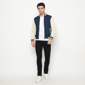 d&f Jaket Bomber CVC Pria Navy Cream