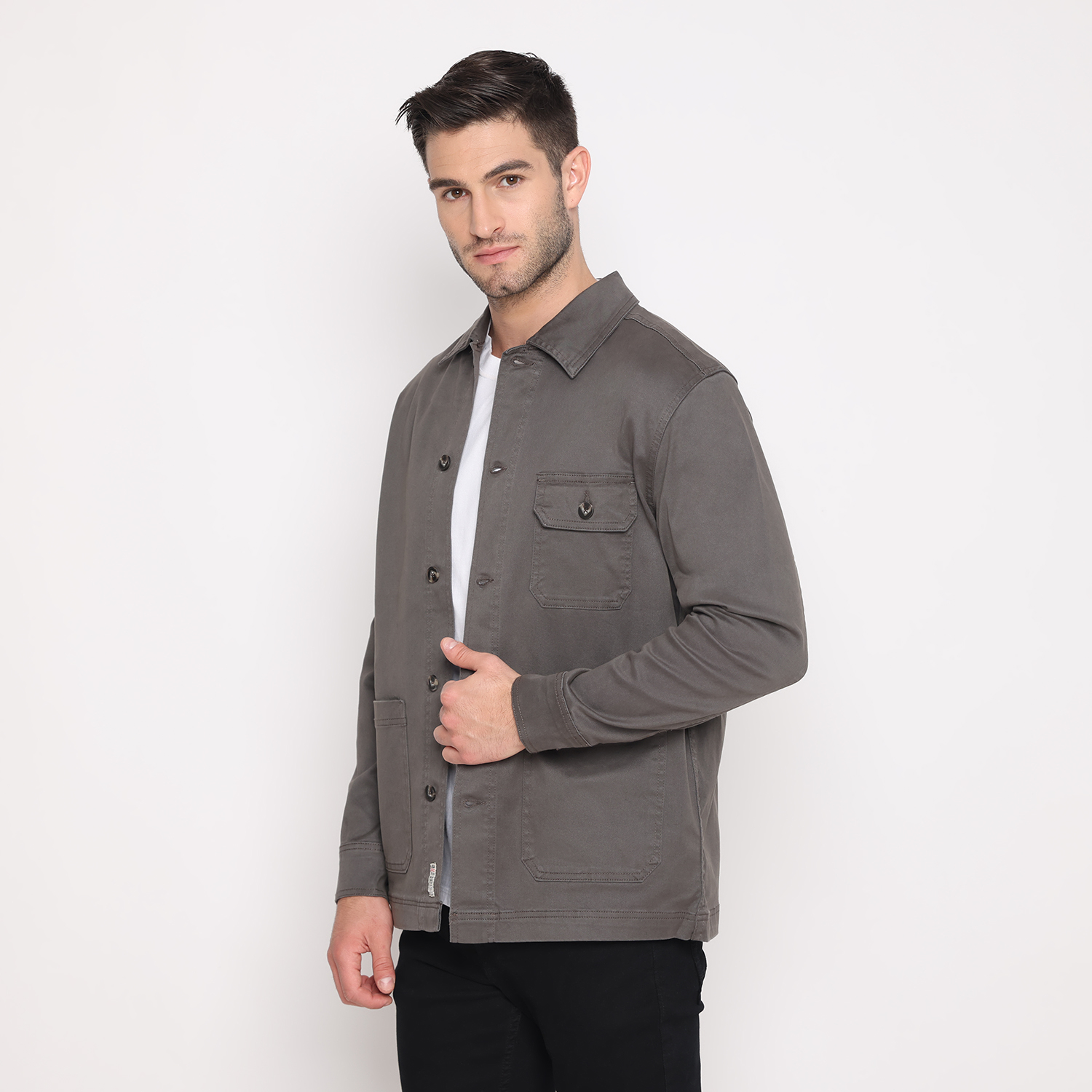 d&f Jaket Kemeja Kanvas - Stone - Image 2