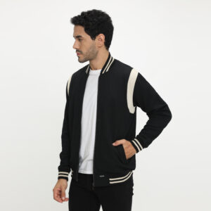d&f Napoleon Jaket shoulder cut & sewn pria- Hitam Cream