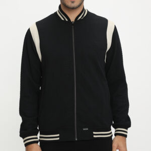 d&f Napoleon Jaket shoulder cut & sewn pria- Hitam Cream