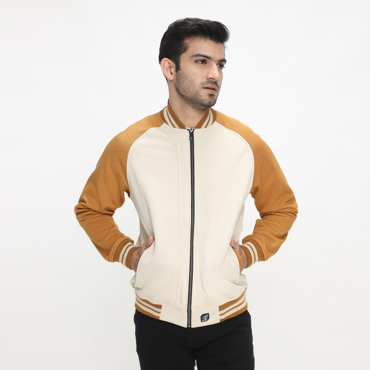 d&f CVC Jaket bomber pria - raglan cream