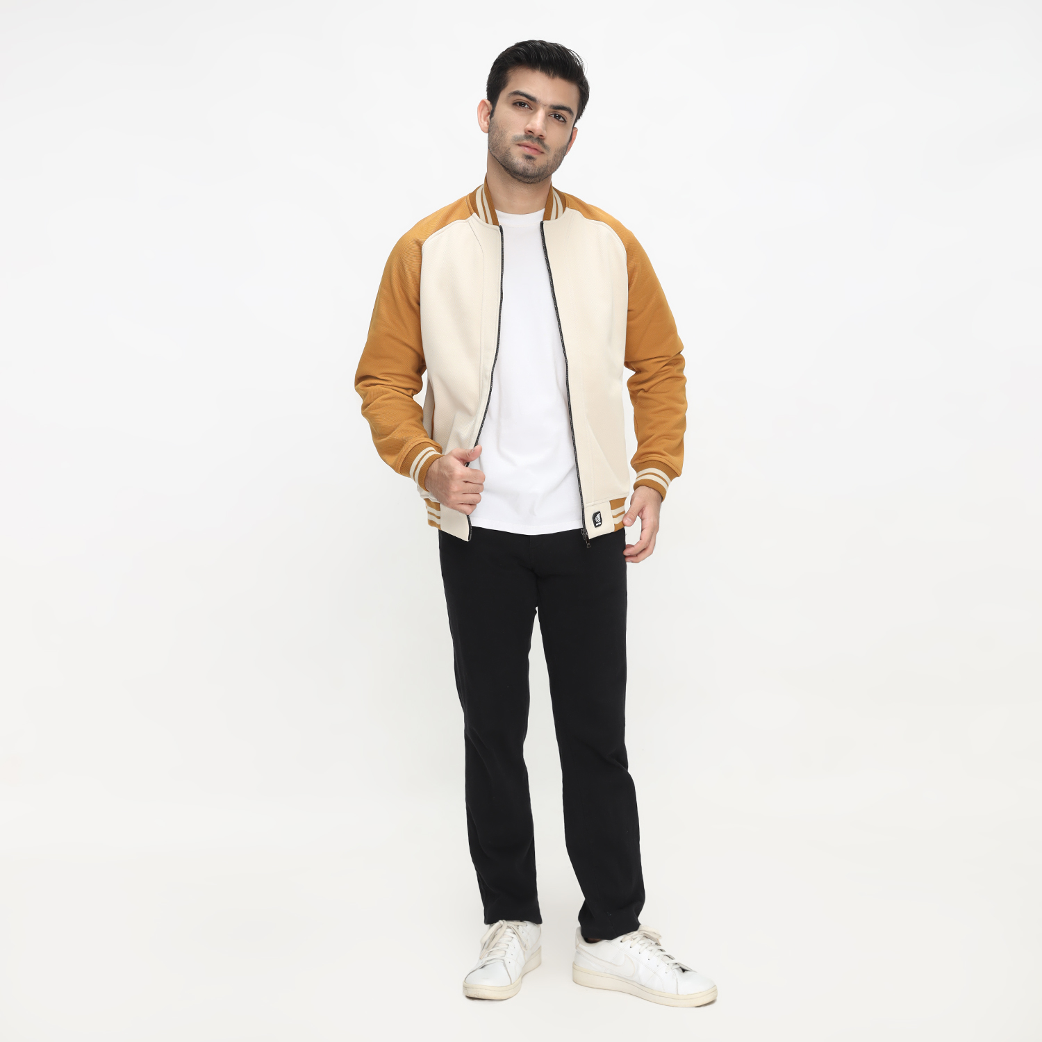 d&f CVC Jaket bomber pria - raglan cream - Image 5
