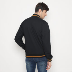 d&f CVC Jaket bomber pria cut &  sewn - hitam list coklat