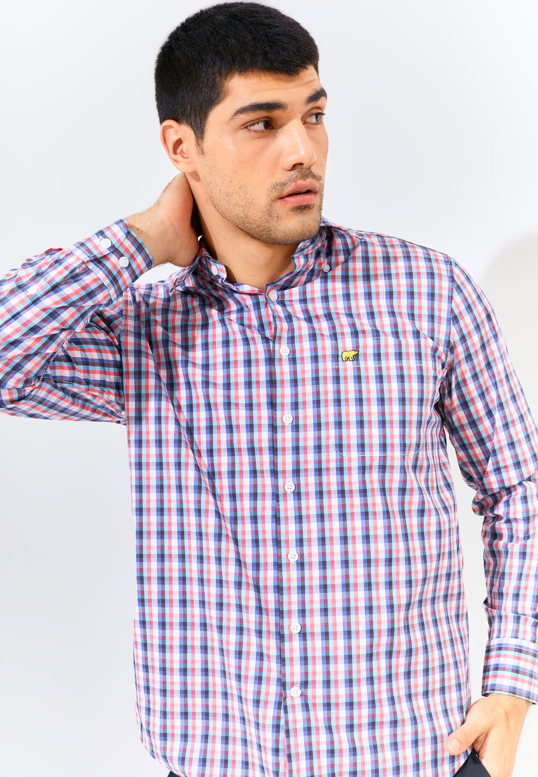 Jack Nicklaus Kerr Savoy Medium Check Long Sleeve Red Flex - Image 2