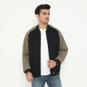 d&f Napoleon Jaket shoulder cut & sewn pria- Hitam mix olive