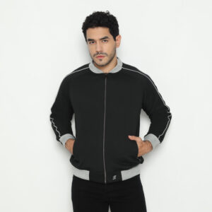 d&f CVC Jaket pria Bomber Table hitam peping - Abu muda