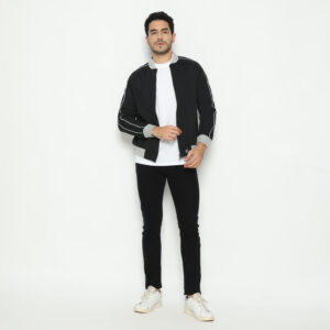 d&f CVC Jaket pria Bomber Table hitam peping - Abu muda