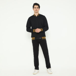 d&f Napoleon Jaket shoulder cut & sewn pria- Hitam