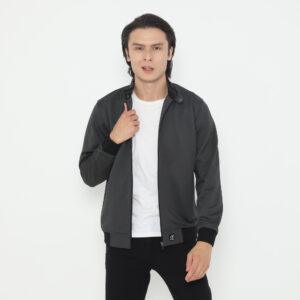 d&f Jaket Biker pria - abu tua tipis 2