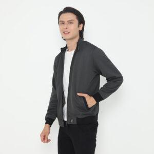 d&f Jaket Biker pria - abu tua tipis 2