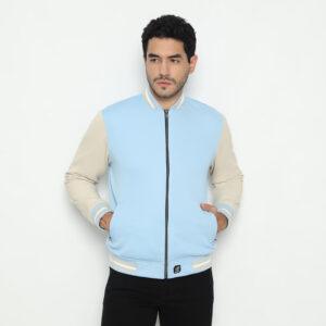 d&f CVC Jaket bomber pria - Sky blue cream