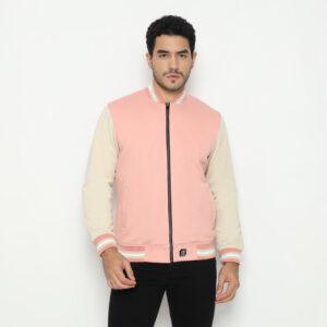 d&f CVC Jaket Bomber pria - Dusty pink cream