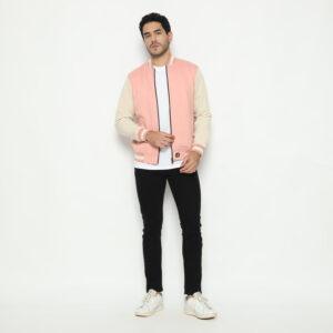 d&f CVC Jaket Bomber pria - Dusty pink cream