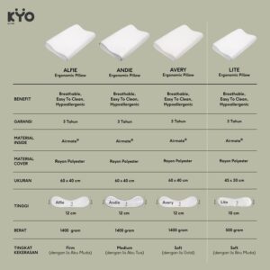 KYO Knot Your Ordinary Ergonomic Airmate Pillow Lite / Bantal Bihun / Bantal Anak / Bantal Dewasa / Bantal Tidur / Bantal Ergonomis ( Soft )