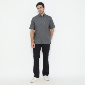 Jack Nicklaus Winter Kemeja Pria Lengan Pendek Regular Fit Dark Grey