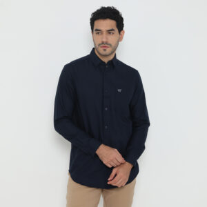 Jack Nicklaus Saunders Kemeja Pria Lengan Panjang Slim Fit Navy