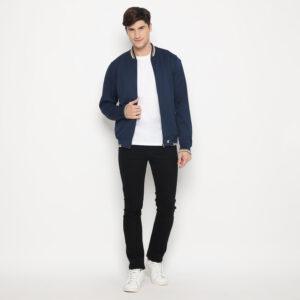 d&f Jaket pria Bomber - Navy list Cream