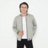 d&f Jaket Bomber pria - Abu tua list hitam