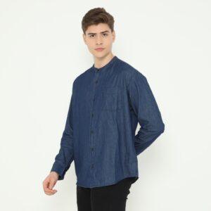 d&f kemeja pria - denim blue