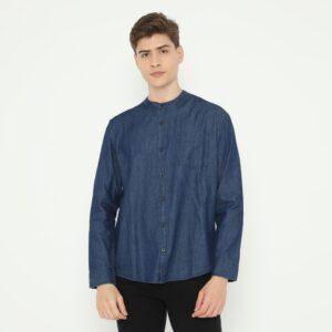 d&f kemeja pria - denim blue