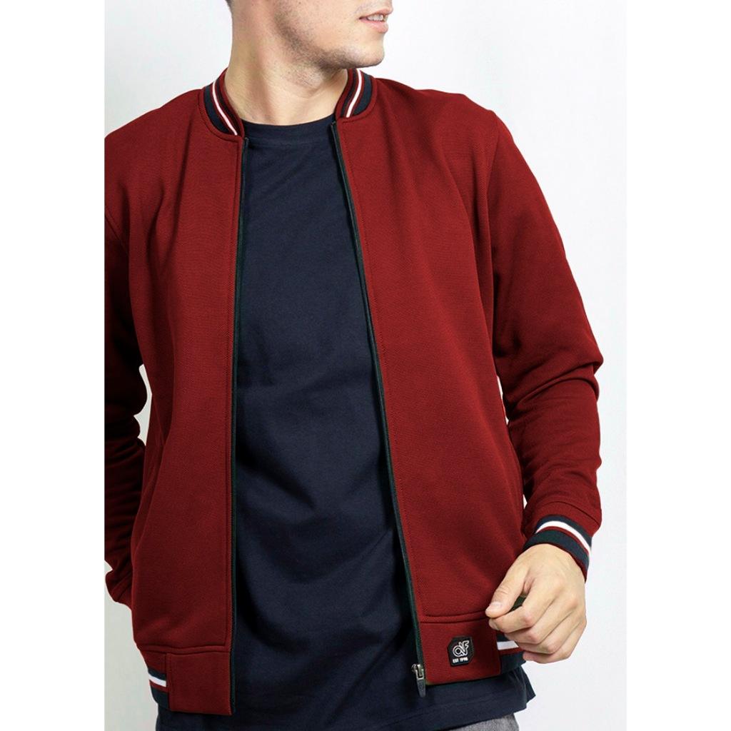 d&f CVC Jaket Bomber Pria - Maroon - Image 2