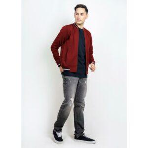 d&f CVC Jaket Bomber Pria - Maroon