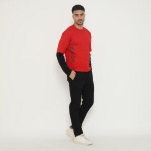d&f Kaos Pria Double layer RHYTHM - Merah