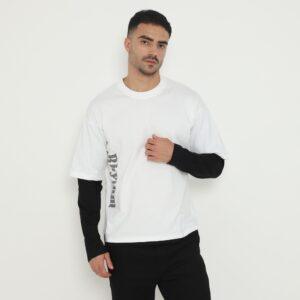 d&f Kaos Pria Double layer RHYTHM - Putih