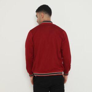 d&f Jaket Bomber pria - Maroon list hitam