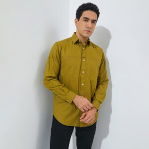 Jack Nicklaus Baron Kemeja Pria Lengan Panjang Slim Fit Olive