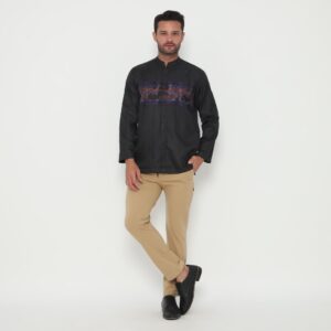 Jobb Abbas Baju Koko Pria Lengan Panjang Regular Fit Dark Grey