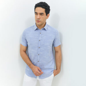 JOBB Finley Kemeja Pria Lengan Pendek Slim Fit Light Blue