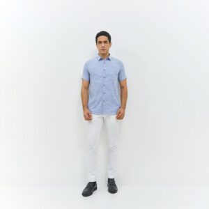 JOBB Finley Kemeja Pria Lengan Pendek Slim Fit Light Blue
