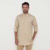 Jobb Khalil Baju Koko Pria Kurta Lengan Pendek Regular Fit Khaki