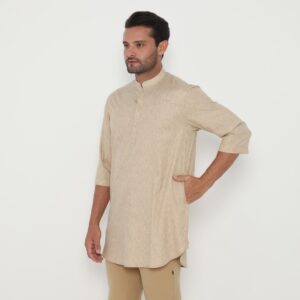 Jobb Khalil Baju Koko Pria Kurta Lengan Pendek Regular Fit Khaki