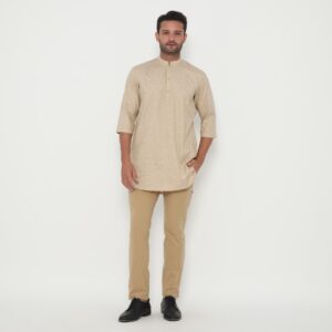 Jobb Khalil Baju Koko Pria Kurta Lengan Pendek Regular Fit Khaki