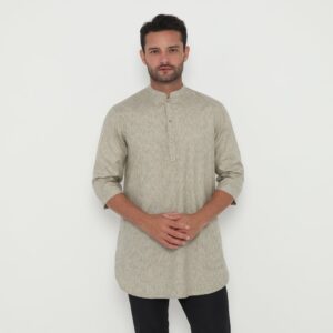 Jobb Khalil Baju Koko Pria Kurta Lengan Pendek Regular Fit Olive