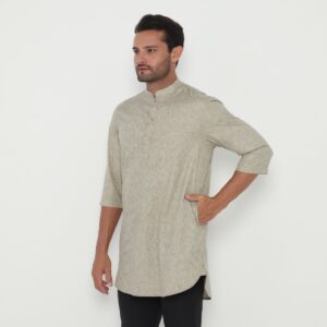 Jobb Khalil Baju Koko Pria Kurta Lengan Pendek Regular Fit Olive