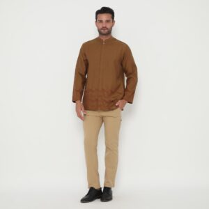 Jobb Owais Baju Koko Pria Lengan Panjang Regular Fit Coklat