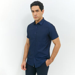 JOBB Trion Kemeja Pria Lengan Pendek Slim Fit Navy