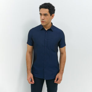JOBB Trion Kemeja Pria Lengan Pendek Slim Fit Navy
