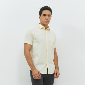 JOBB Truro Kemeja Pria Lengan Pendek Slim Fit Cream