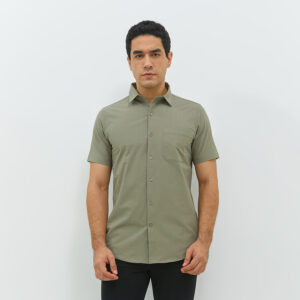 JOBB Truro Kemeja Pria Lengan Pendek Slim Fit Medium Green