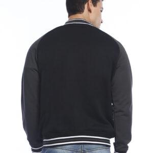 d&f Jaket pria Bomber with  abu strip - Hitam
