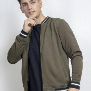 d&f Jaket pria bomber kragh whit snap - Olive