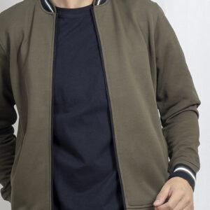 d&f Jaket pria bomber kragh whit snap - Olive