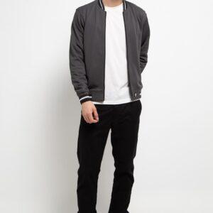 d&f CVC Jaket pria bomber kragh whit snap - Abu tua